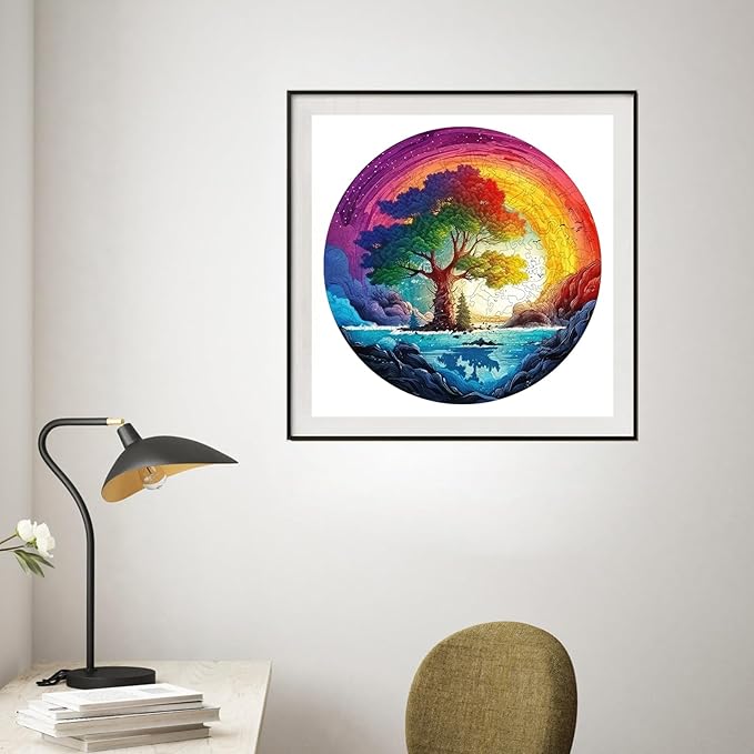 Puzzles for Adults 500 Piece, Life Tree Rainbow Waterfall Jigsaw Puzzles, Natural Puzzle Royal Unique Shape Adult Puzzles, Irregular Wooden Puzzle Creative Gift for Adults(16.5 * 16.5 in)