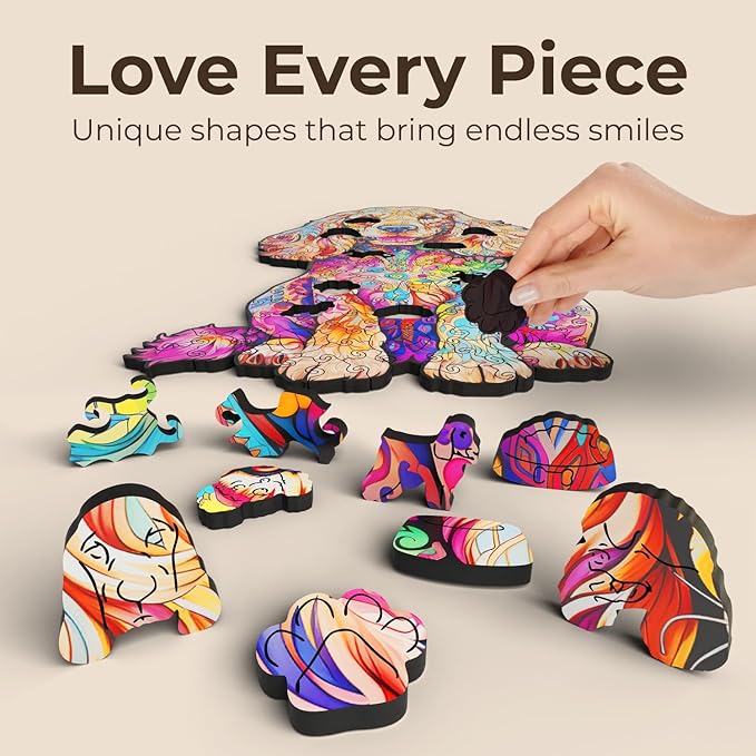 CRAFTHUB Animal Wooden Puzzles for Adults – A3 Cocker Spaniel Dog with 143 Pieces – Jigsaw Puzzles with Unique Animal Shapes – 9.9" x 15.3"