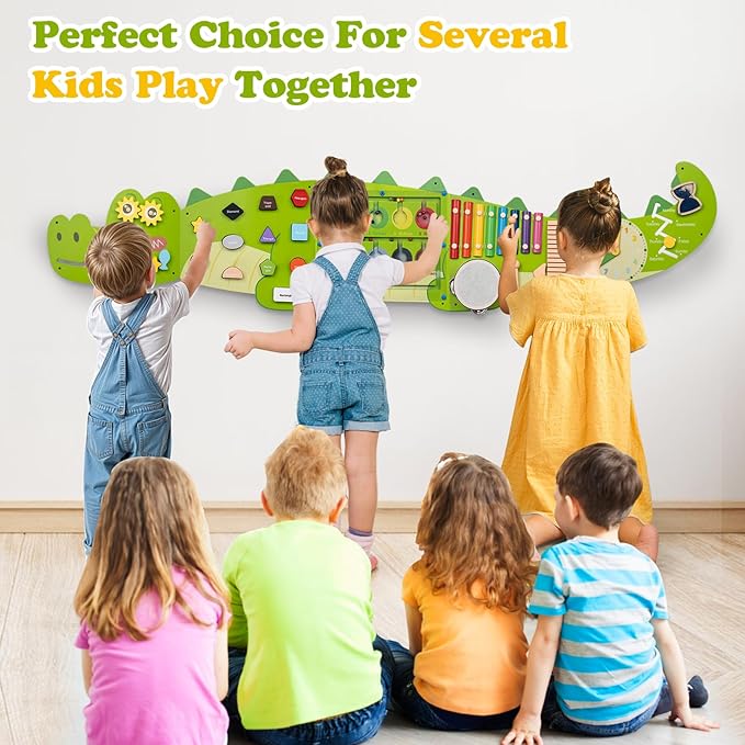 Weihnacht Crocodile Wall Busy Board Panels,11-in-1 Montessori Sensory Toys, Toddler Learning Activity Center,Montessori Philosophy Sensory, Educational Toys, Conducive to All-Round Development