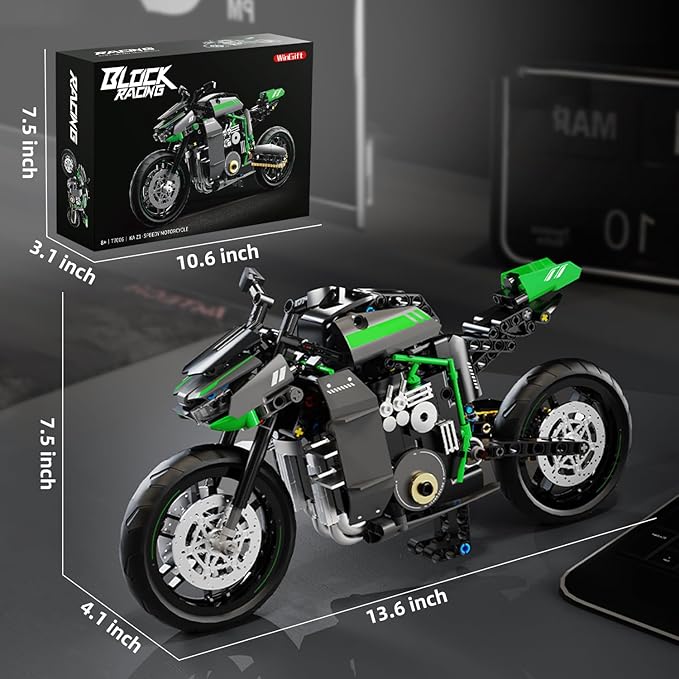 WINGIFT 1:8 Motorcycle Building Set,460 PCS Collectible Motorcycle Display Model Building Kit,Motorbike Toy Collection Brick Kit for Boys Girls,Christmas Birthday Gift for Adults Teens and Kids 8-14+