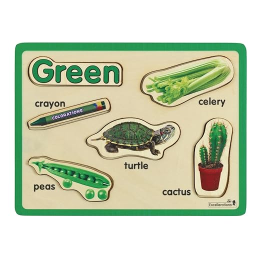 Excellerations Color Puzzles - Set of 8, Wooden Puzzles Featuring Eight Colors, Real Photographs, Early Learning, Color Recognition, Fine Motor Skills, Preschool Puzzles