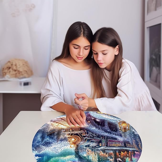 Masseruon 1000 Piece Puzzle for Adults, 26.6 * 26.6in Steam Train Puzzle for Adults, 1000 Pieces Flat Puzzles with 3D Visual Effect When Completed, Adult Puzzles Games