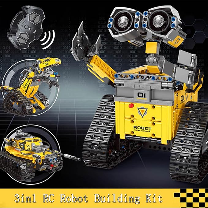 Robot Building Set with Remote Control, Tracked RC Robotics Building Toys Kit, 3 in 1 Models | Wall Robot/Mech Dinosaur/Military Tank Assembly Toy for Kids and Adults (632pcs)
