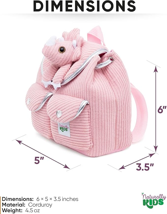 Pink Dinosaur Triceratops Mini Backpack for Kids, Mini Backpack for Toddler Girls, Gift for 2 3 4 5 Year Old Girl Boy