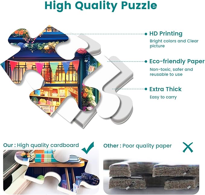 500 Piece Puzzle for Adults-Bookstore Dogs Puzzle | Recycled Cardboar Jigsaw Puzzles 500 Pieces | Challenging Family Activity Great Gift Idea for Family Friends | Difficult Puzzles Size 20.5 x 15 in