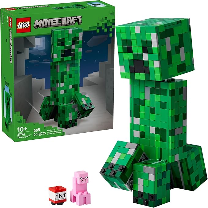 LEGO Minecraft The Creeper Kids Toy - Minecraft Toy for Gaming Fans - Room Decor for Gamers 10 and Up - Poseable Action Figure with 1st Version Minifigure - Gift for Boys and Girls - 21276