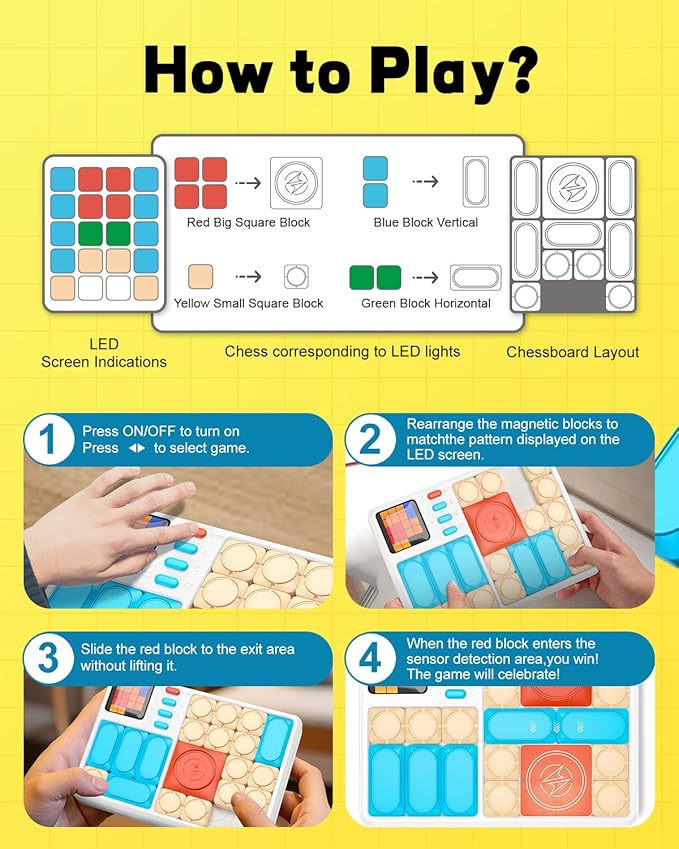 Super Slide Puzzle Games, Handheld Electronic Brain Teaser with 500+ Challenges 7 Levels for Boys, Girls, Adults - Portable Learning Toys Birthday Gifts for Travel, Road Trip, Easter Basket