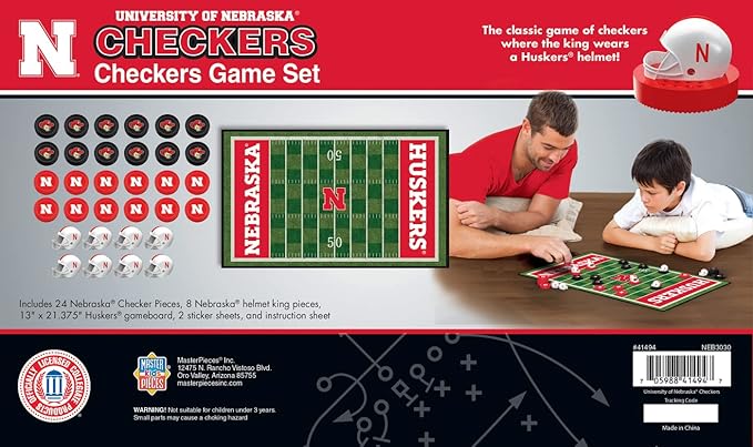 Masterpieces Officially Licensed NCAA Nebraska Cornhuskers Checkers Board Game for Families and Kids Ages 6 and Up