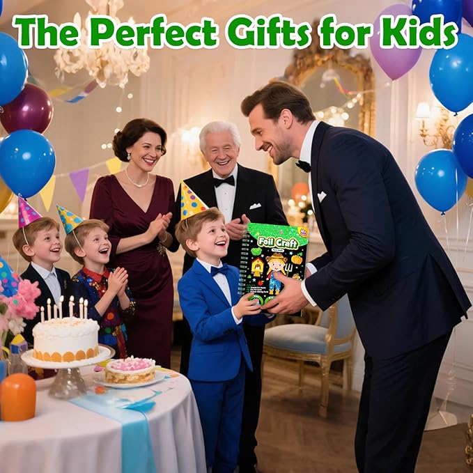 FUNNYB&G Foil Art Craft Activity for Kids - Gift for Girls Boys Crafts for Kids Fun Art Supplies DIY Creative Travel Toy, Birthday Gift Party Favor Toys for Girls Boys 4 5 6 7 8 9 Years Old(Farm)