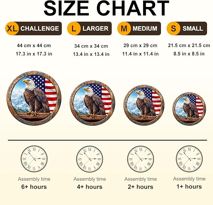 KAAYEE Wooden Puzzles for Adults, 3D Vision Effect Bald Eagle Wooden Jigsaw Puzzle Unique Shape Wood Puzzle Adult, Flat Puzzle Birthday Fathers Family Game (M-11.4 * 11.4in-200pcs)