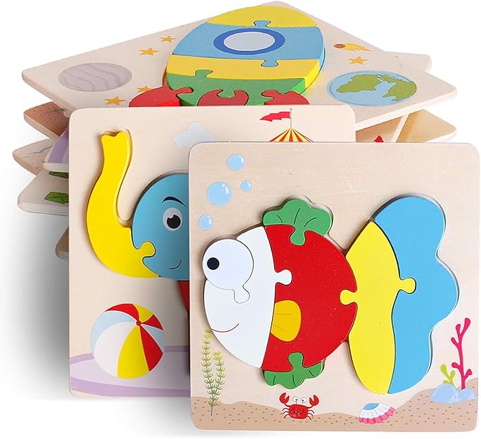 Wooden Puzzle Jigsaw Toy, 8 Pack Puzzle Toys for Toddlers 3-4 Years Old boy and Girl Birthday Gift Educational Kids Toys
