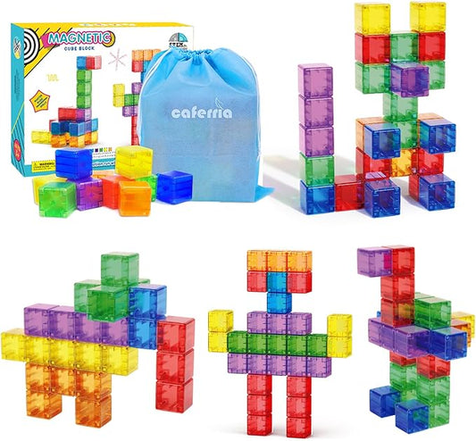 1.4 inch Magnetic Blocks Toddler Toys, 30pcs Translucent Building Blocks Building Toy for Ages 2-4 5-7, Preschool STEM Magnet Sensory Montessori Toys for 2 3 4 5 6 Year Old Boys Girls