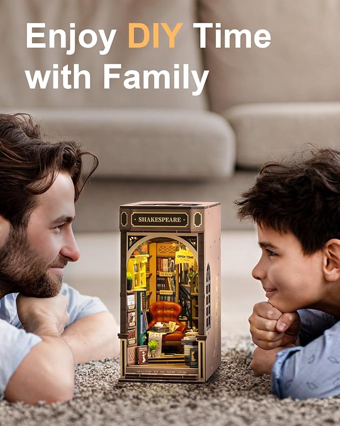 rowood Book Nook,DIY Book Nook Kits for Adults,3D Wooden Puzzle Bookend Miniature Kit,Bookshelf Insert Decor Alley,Wood Craft Hobbies for Women/Men,Birthday Bookstore