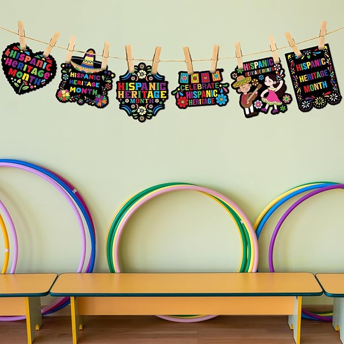 Dvbonike 24Pcs Hispanic Heritage Month Crafts for Kids - Color Your Own Spanish Craft Kit Latino American National Decor Coloring Card DIY Drawing Party Gifts Home Classroom Art Activity Supplies