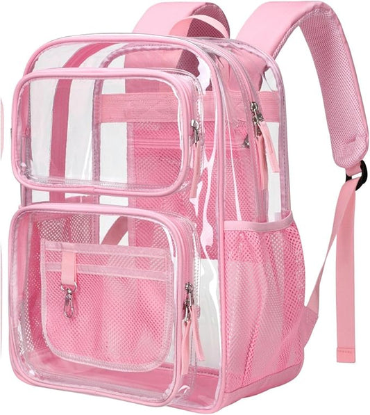 PACKISM Clear Backpack for School - 17 inch Large Heavy Duty Clear Bookbag, See Through PVC Backpacks (for age 12 above)