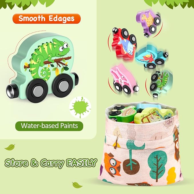Toys for Toddlers, 11 Magnetic Wooden Animals Train Set, Montessori Toys for Toddlers, Learning Activities, Sensory Activities for Kids, Birthday Gifts for Boys, Girls
