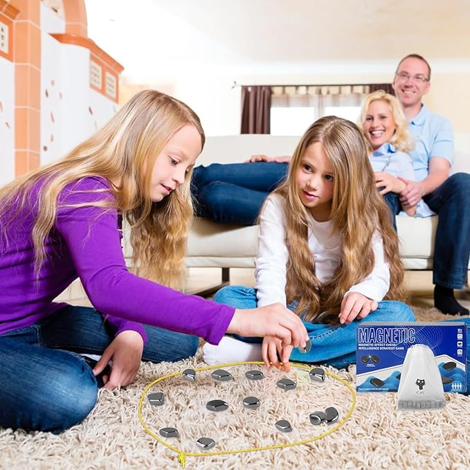 Magnetic Chess Game - Fun Tabletop Game, Strategy Game for Kids and Adults with Magnets, Fun Tabletop Multiplayer Chess for Family Party (Rope)