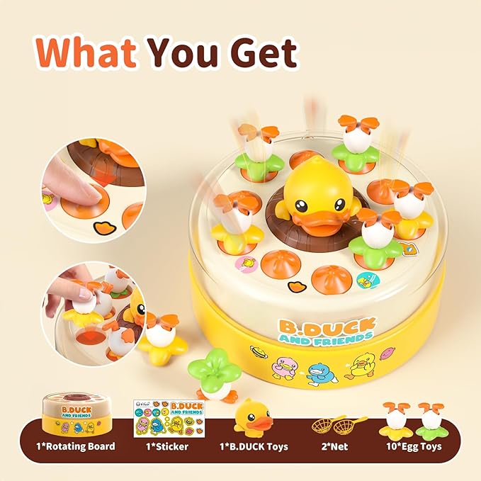 B.Duck Games for Kids Age 4-6, Board Games Bounce and Catch Duck Toys for Kids 4-8, Family Board Games for 5-7 Boys Girls, Birthday Gifts Christmas Party Games for Toddlers 3-5