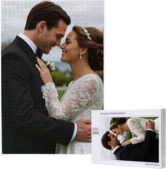 Custom Wooden Puzzles from Photos 1000 Piece Personalized Picture Jigsaw Puzzle Gift for Adults & Kids - Pet, Wedding, Family, Christmas, Birthday Memory Keepsake