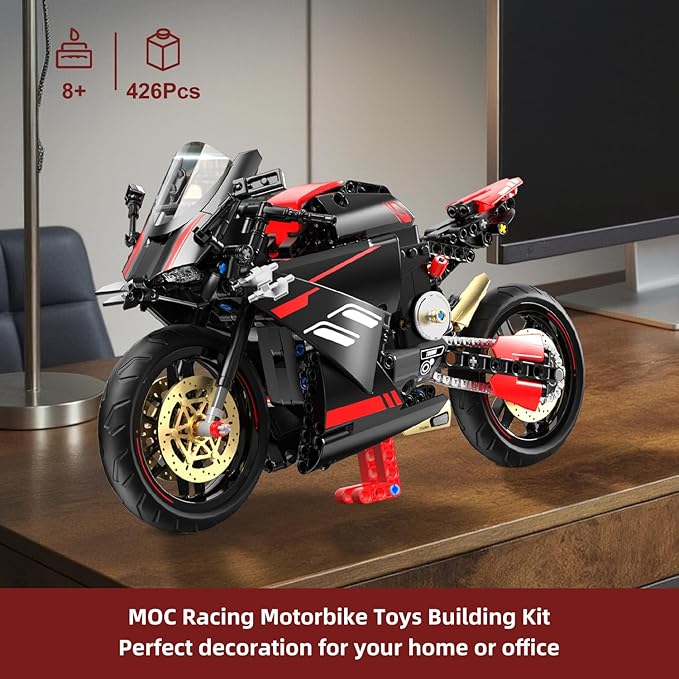 WINGIFT 1:8 Motorcycle Building Set,426 PCS Collectible Motorcycle Display Model Building Kit,Motorbike Toy Collection Brick Kit for Boys Girls,Christmas Birthday Gift for Adults Teens and Kids 8-14+