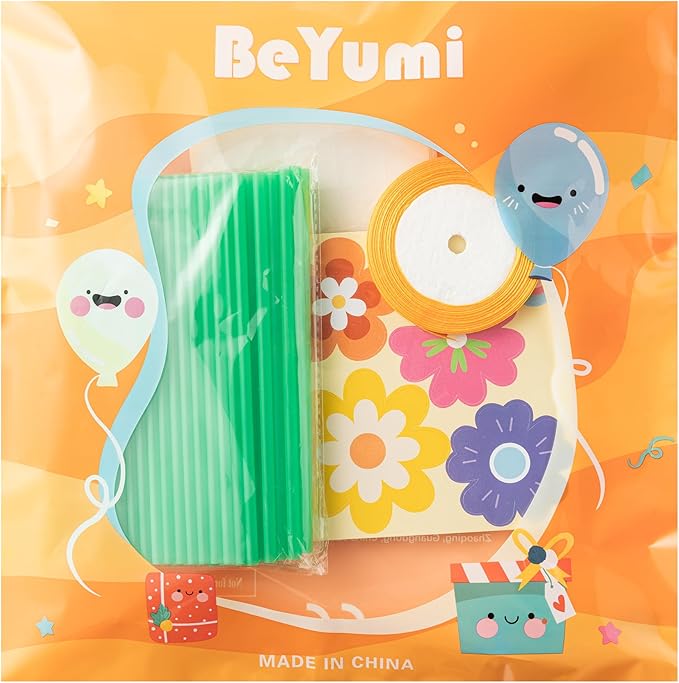 BeYumi Flower Bouquet Craft Kit - 24Pcs Mother's Day Flower Bouquet Craft for Kids Make Your Own Bunch of Flowers Teacher Appreciation Week DIY Thankful Gift Set School Classroom Home Fun Activities