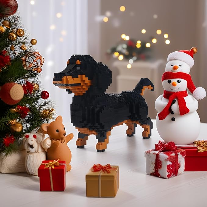 Larcele Micro Building Blocks Animal Set, DIY Mini 3D Building Toy Bricks,836 Pieces KLJM-05(Dachshund)