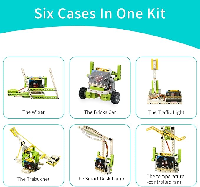ELECFREAKS microbit Ring:bit 6-in-1 Starter Kit, Programmable Makecode Coding Learning Kit with 200+ Building Blocks(Without Micro:bit)