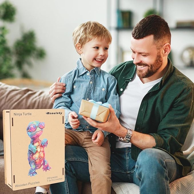 Wooden Puzzle for Adults, Ninja Turtle Wooden Jigsaw Puzzles (11.7 * 23.6in-500pcs), Unique Shape Animal Adult Puzzles,Irregular Wood Puzzles Best Gift for Adults and Kids Family Game