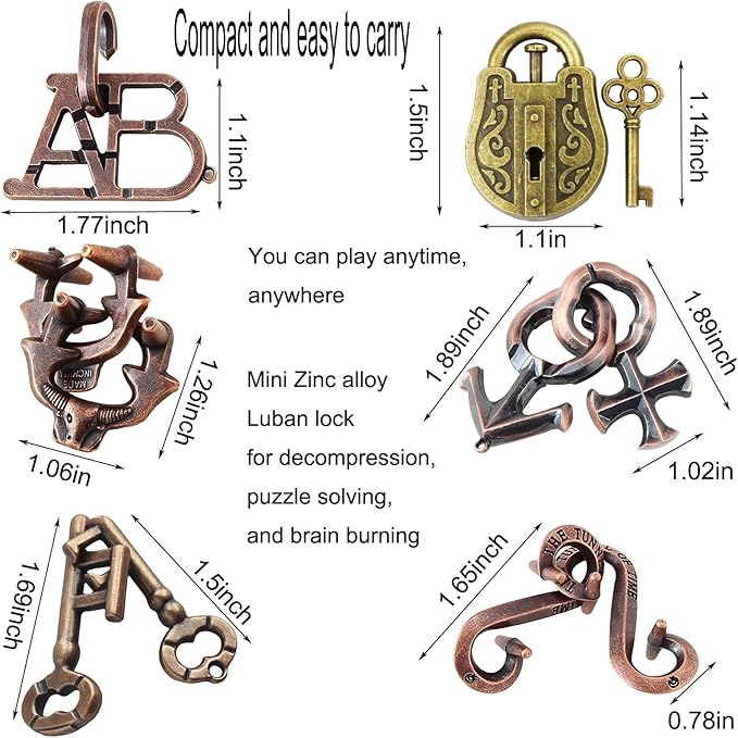 Arlai 12 pcs Wooden Brain Teaser Puzzle and Metal 3D Unlock Interlocking Jigsaw Educational Toy for Kids and Adults Brain Games Durable Easy to Assemble Birthday Gifts Educational Toys