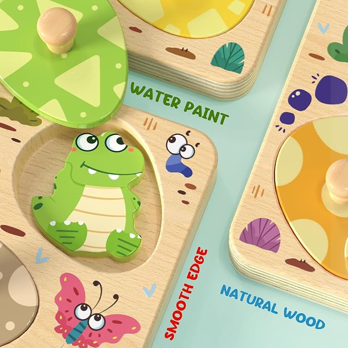 Wooden Puzzles for Toddlers, 8 Pcs Animal Matching Egg Puzzle, Montessori Toys for Boy Girl Easter Birthday Gifts, Preschool Learning Activities & Educational Toys for Boys, Girls