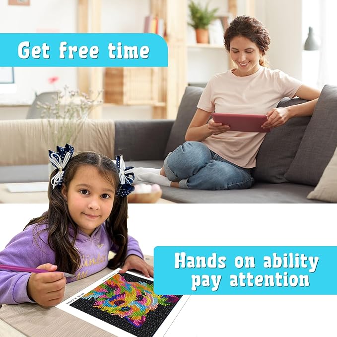 Libfx Diamond Art Kits for Kids 3 PCS Diamond Art for Girls Boys Beginners Arts and Crafts for Kids Ages 8-12 (Alpaca-Dog)