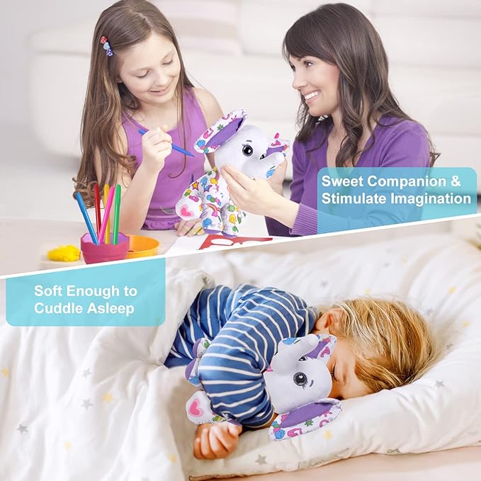 Coloring Plush Toy with 5 Washable Markers for Little Girls Doodle Dolls for Kids Ages 4-6 Birthday (Elephant)