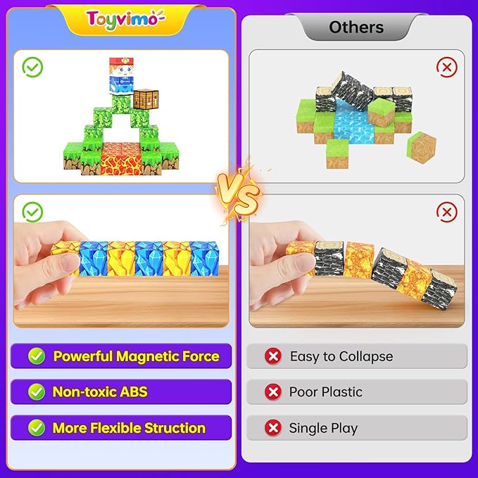 Magnetic Blocks 100PCS Kids Toys Magnetic Building Blocks Sensory Stem Boys Toys Ages 3-5 4-6 5-7 Classroom Must Haves 3 4 5 6 7 8 9 10 Year Old Boy Birthday Gifts