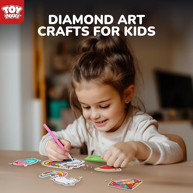 TOY Life Diamond Art Kits for Kids with Keychains, Unicorn Diamond Painting Kits for Kids, Gem Art Diamond Dots for Girls Age 8-12