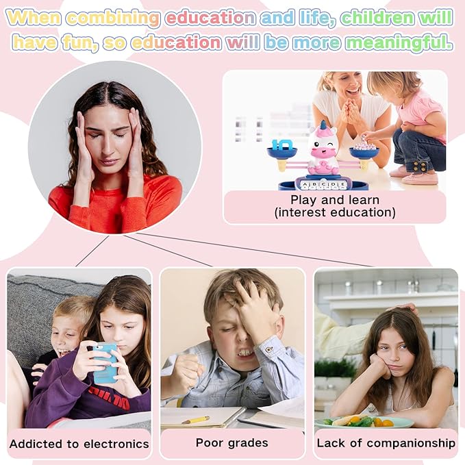 Unicorns Kindergarten Preschool Learning Activities Math Counting Matching Letter Toys - Toddler Educational Toys for 3 4 5 6 7 Year Olds Girls Birthday Gift Games for Kids Ages 5-7 3-5