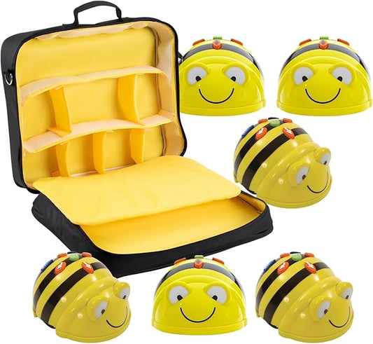 Beginner's Programming Material: 6 Bee Bot Floor Robot and 1 Hive Storage Bag - New See & Say Version - Programmable Set