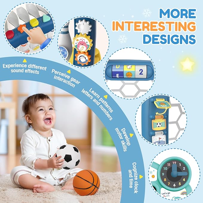 Toddler Sports Toys, 5-in-1 Toddler Basketball Hoop Soccer Bowling Baseball Golf Activity Center, 1 2 3 Year Old Boys Girls Toy, Toys for Toddlers & Baby