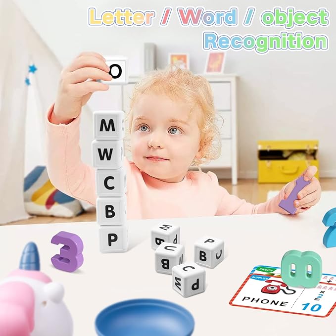 Unicorns Kindergarten Preschool Learning Activities Math Counting Matching Letter Toys - Toddler Educational Toys for 3 4 5 6 7 Year Olds Girls Birthday Gift Games for Kids Ages 5-7 3-5