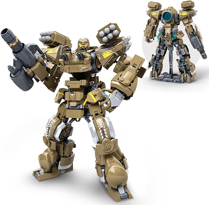 HIGH GODO Artillery Mech Robot Transforming Building Blocks Set for Adults,City Warrior Justice Hero Soldier Mech Model Building Kit, Cool Creative Robots Toys Gift for Teens Boys, 581 Pieces