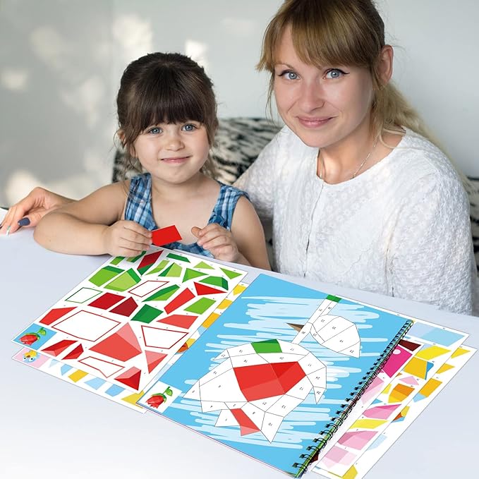 Omgouue 2PCS Valentines Day Crafts for Kids Ages 4-8 Sticker Paint Books Gift Party Create 20 Pictures Sticker Sheets are Separate