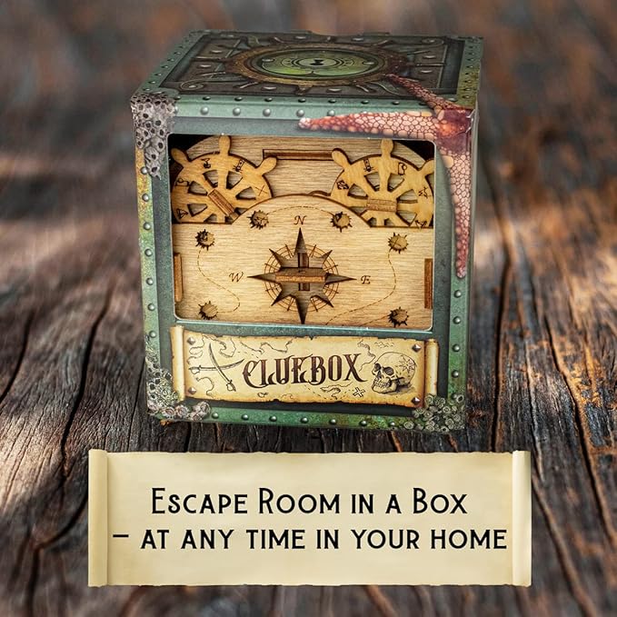iDventure Cluebox - Davy Jones Locker - Escape Room Game - Puzzle Box - Gift Box - 3D Wooden Puzzle for Adults - Wooden Jigsaw - Brain Teaser - Birthday Gift Gadget for Men - Money Box
