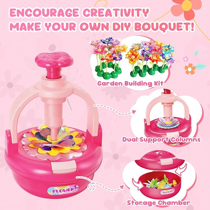 Vinkp Flower Crafts for Kids Ages 4-8: Upgrade Fabric Flower Bouquets Toys, DIY Girls Toys Age 6-8, Creative Educational Christmas Birthday Gifts for 3 4 5 6 7 8 9 Year Old Girls