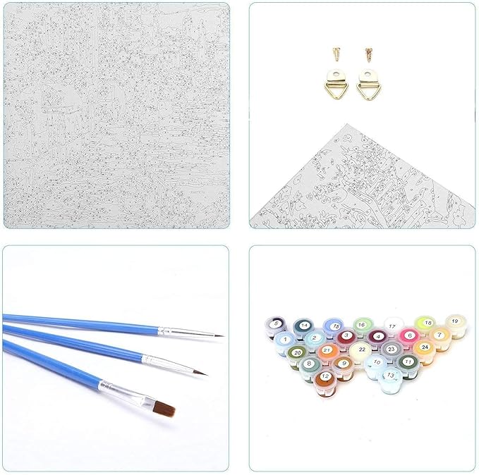 Tiger Paint by Numbers for Kids and Adults Framed Canvas, Paint by Number Canvas Number Painting by Numbers for Art Crafts for Adults, Colorful Tiger 12x16inch