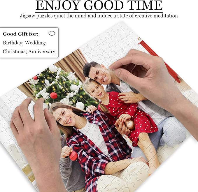 Custom Puzzle 120/200/300/500/1000/1500 Pieces, Personalized Puzzle from Your Own Photos, Customized Picture Jigsaw Puzzle Gift for Christmas Wedding Birthday Family
