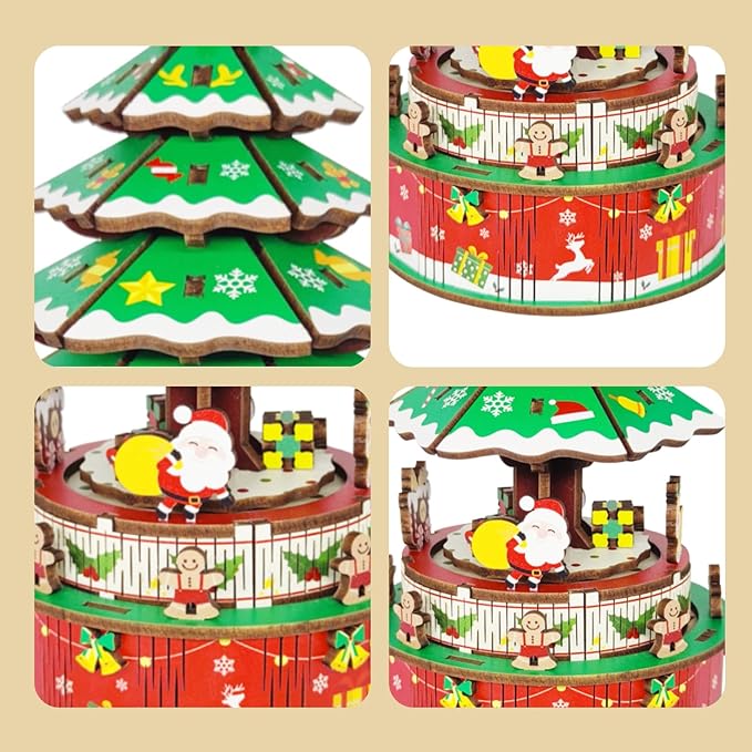 3D Puzzles for Adults Christmas Tree DIY Rotating Music Box Kit Mechanical Model Boys and Girls Birthday Gifts（Christmas Tree ）