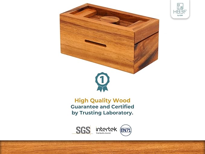 BSIRI Ziggurat Chest- Secret Box Brain Teaser Wooden Puzzle Boxes with Hidden Compartments. Ideal Mystery Box, Money Box, Jewelry Box, 3D Puzzle Lock Box, Gift Card, and Money Puzzle Box