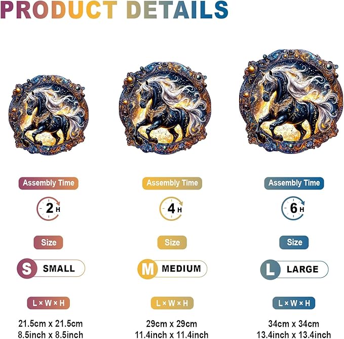 Wooden Puzzles for Adults - Elegant Horse Wooden Jigsaw Puzzle - Unique Animal Shaped Wood Puzzles Adult - Christmas Birthday Gifts for Adults/Friends/Family - 200pcs 11.4 * 11.4in