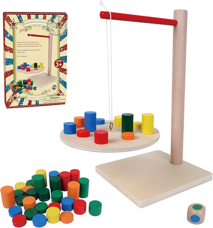 GOTHINK Wooden Balancing Pendulum Game, 42PCS Montessori Balancing Toys for Kids and Adults, Interactive Educational Toy for Children's Gift, Perfect for Parties & Travel