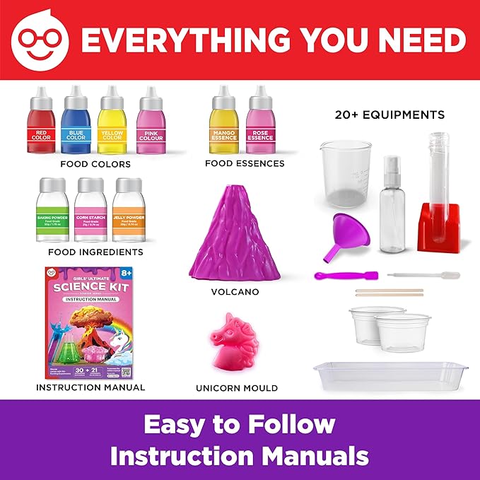 Doctor Jupiter Girls' Science Kit, Chemistry Set for Kids Ages 8-10-12-14 | Birthday Gift Ideas for 8,9,10+ Year Old Girls | STEM Toy Kit with 50+ Experiments | Learning & Educational Projects