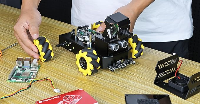 Yahboom Raspberry Pi 5 4GB RAM ROS2 Robot Car 360°Movement, AI Vision & Tracking, Integrated Multimodal Large AI Model OpenRouter, AI Voice Interaction(Superior with RPi5-4GB)